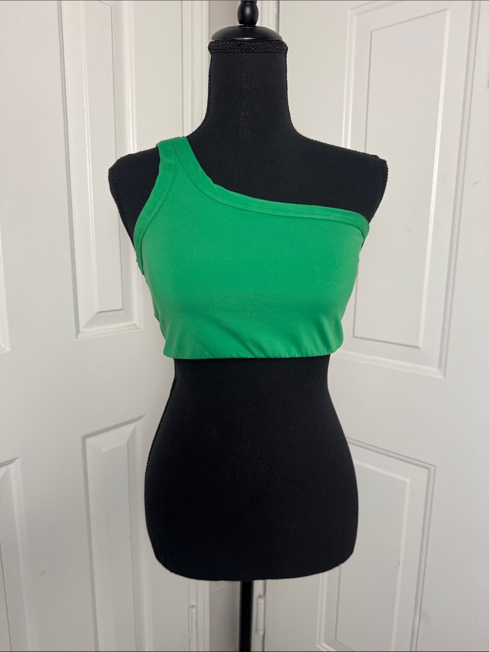 One-Shoulder Green Crop Top - Women